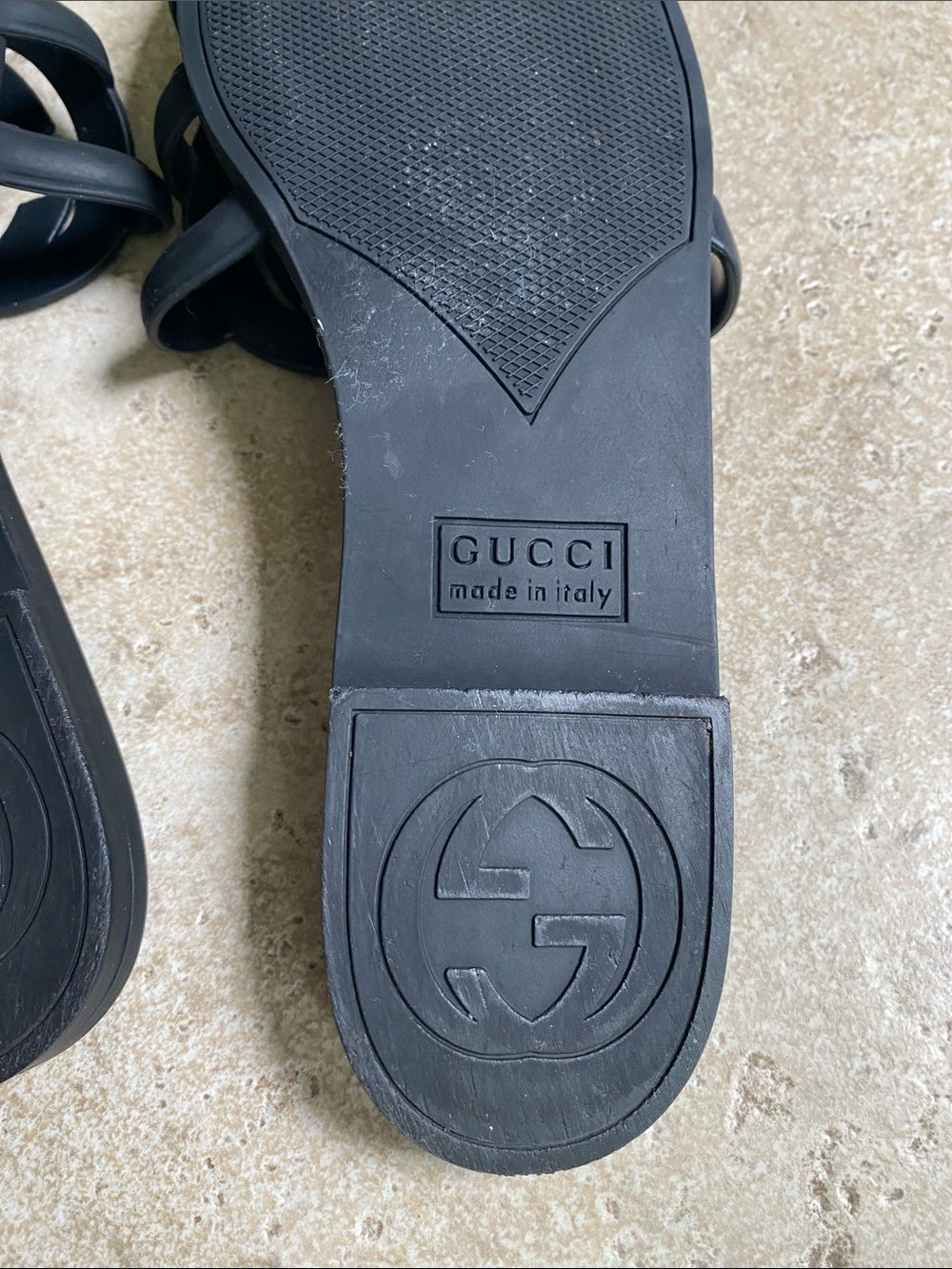 Gucci Matte Black GG Rubber Slide Sandals - Picture 12 of 16